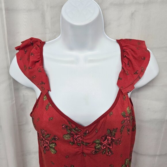 Xhiliration Y2K Babydoll Tank Mesh Floral Whimsigoth Fairy XXL Deadstock Vintage - Picture 2 of 10